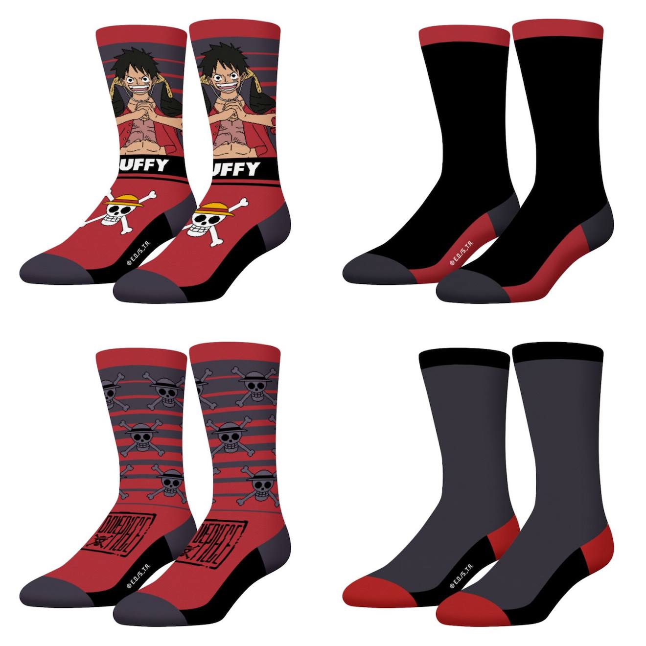 Lot De 4 Paires De Chaussettes One Piece Noir/gris/rouge/beige