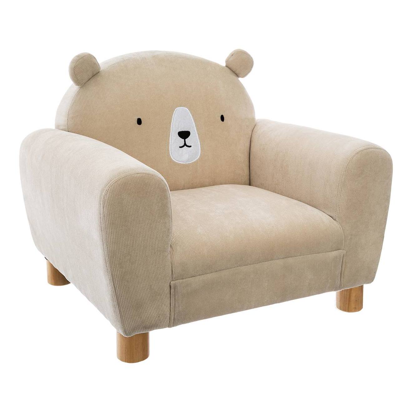 Fauteuil Enfant Chat En Velours - Balo Beige
