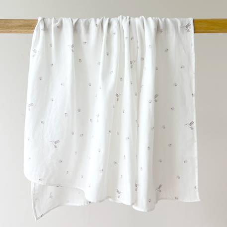 Maxi lange gaze de coton bio Ananas+Baleine+Cerises+Citrons+Colibri+Fleurs beiges+Sable+Vichy vert 18 - vertbaudet enfant 