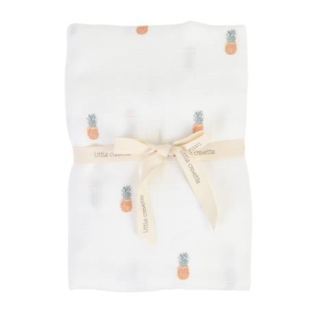 Maxi lange gaze de coton bio Ananas+Baleine+Cerises+Citrons+Colibri+Fleurs beiges+Sable+Vichy vert 1 - vertbaudet enfant 
