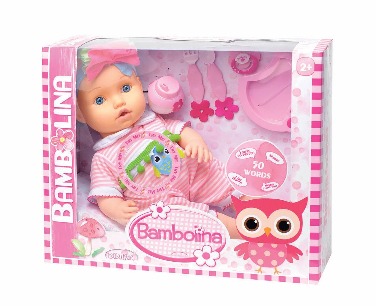 Poupon Bambolina Bébé Mange - Dit 50 Mots - Avec Accessoires Rose Fuchsia (Pioupiou Et Merveilles) - Couverture