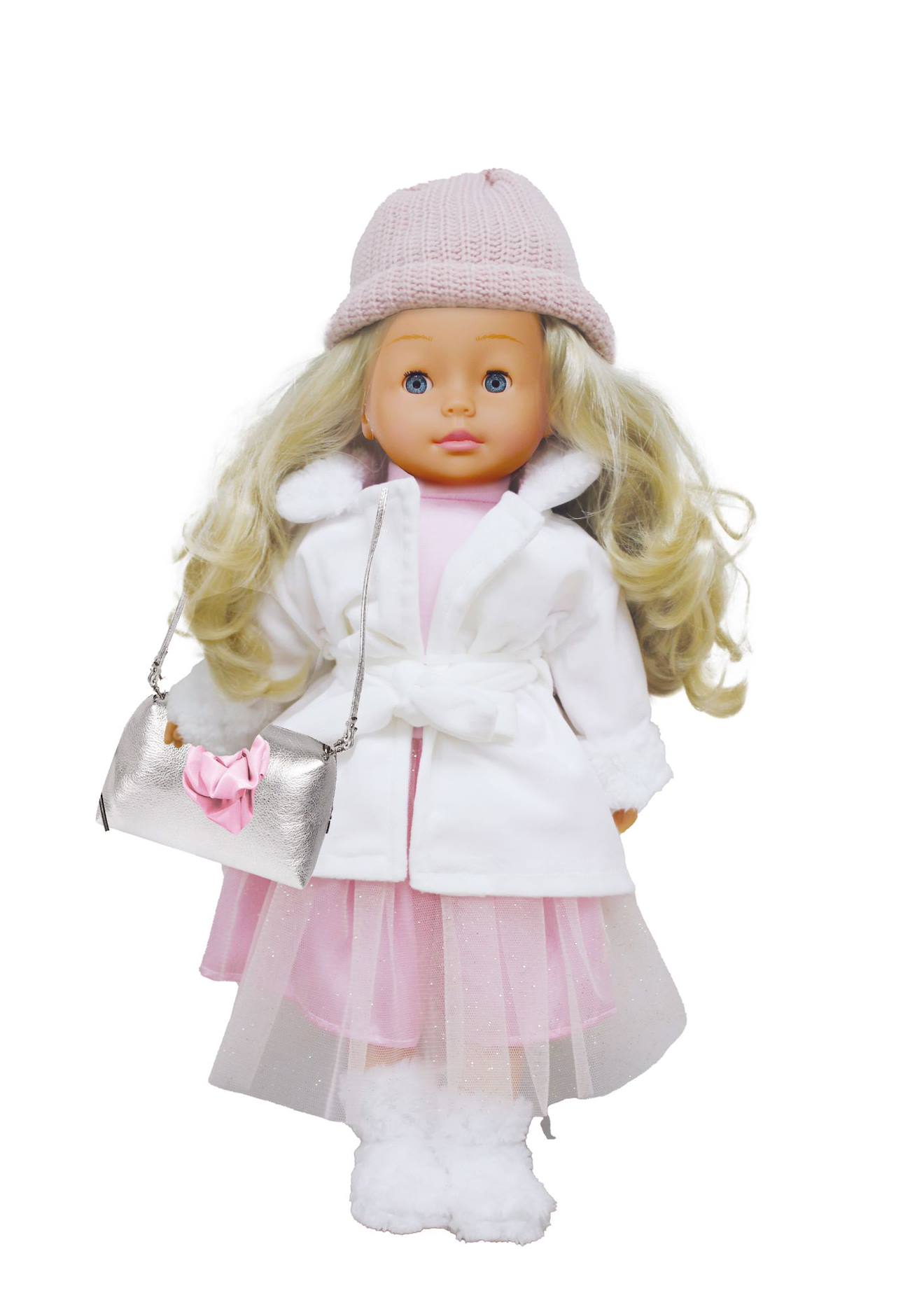 Poupée Bambolina Parle Et Chante - Manteau Blanc Rose Pastel