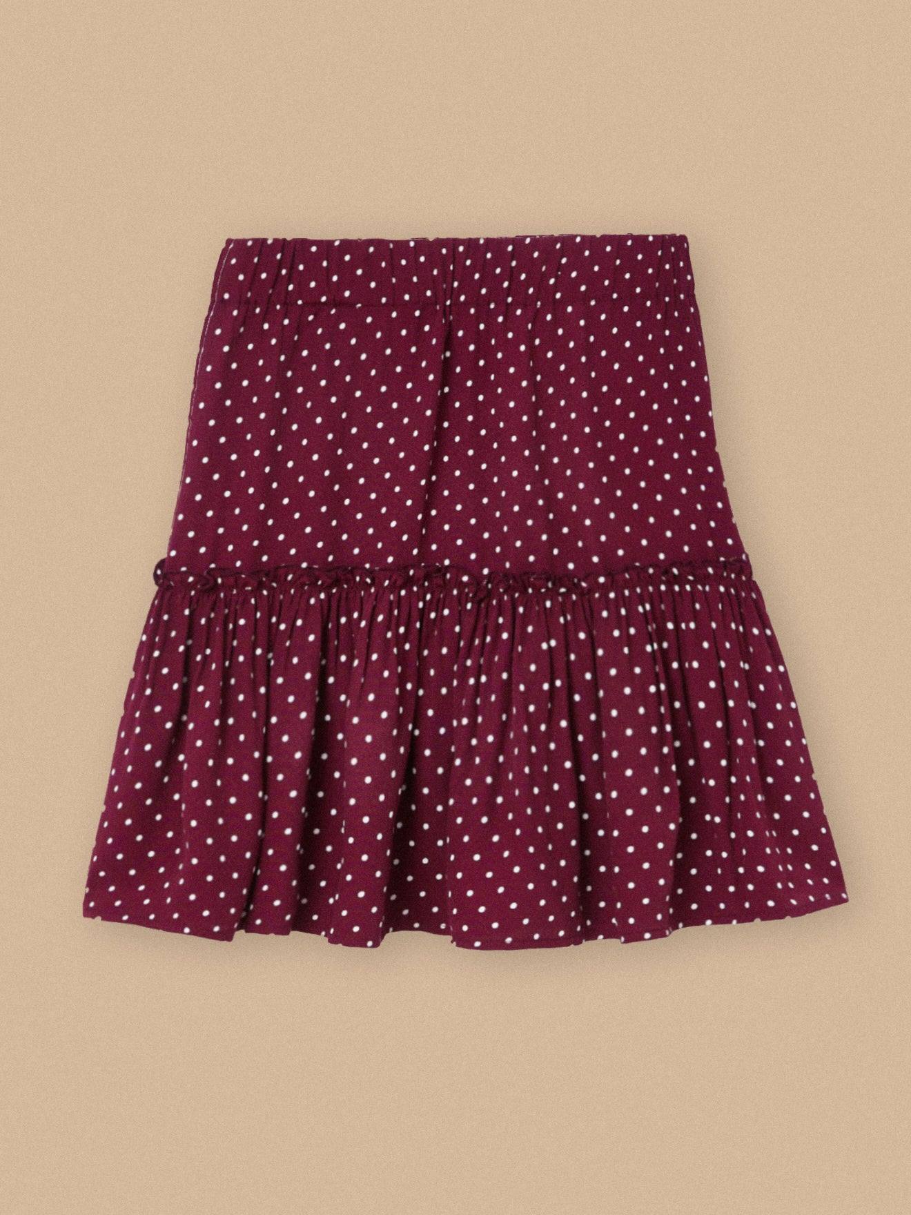 Jupe à pois pois bordeaux