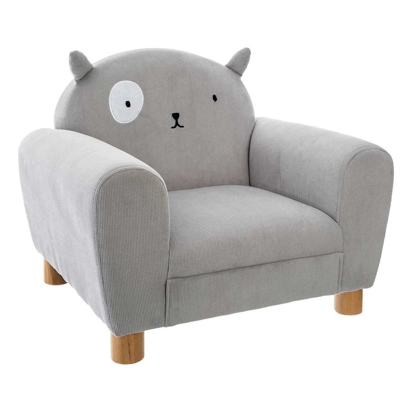 Fauteuil Enfant Chat En Velours - Balo Gris