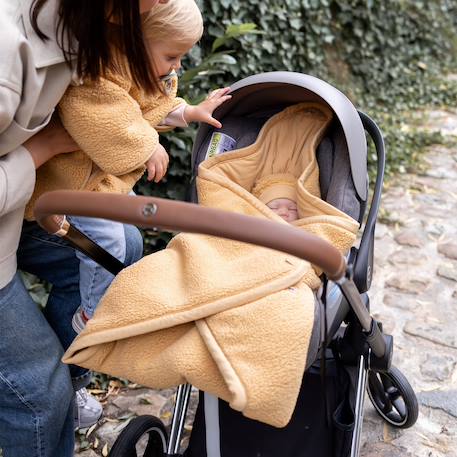 Nid d'ange bébé poussette et siège auto hiver - teddy chaud Ficelle+Kaki+Muffin+Natural+Ocre 26 - vertbaudet enfant 