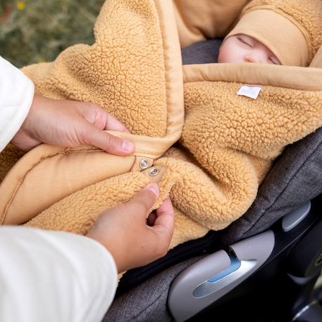 Nid d'ange bébé poussette et siège auto hiver - teddy chaud Ficelle+Kaki+Muffin+Natural+Ocre 27 - vertbaudet enfant 