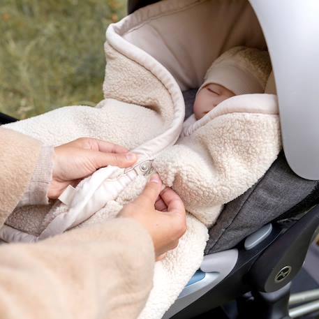 Nid d'ange bébé poussette et siège auto hiver - teddy chaud Ficelle+Kaki+Muffin+Natural+Ocre 5 - vertbaudet enfant 