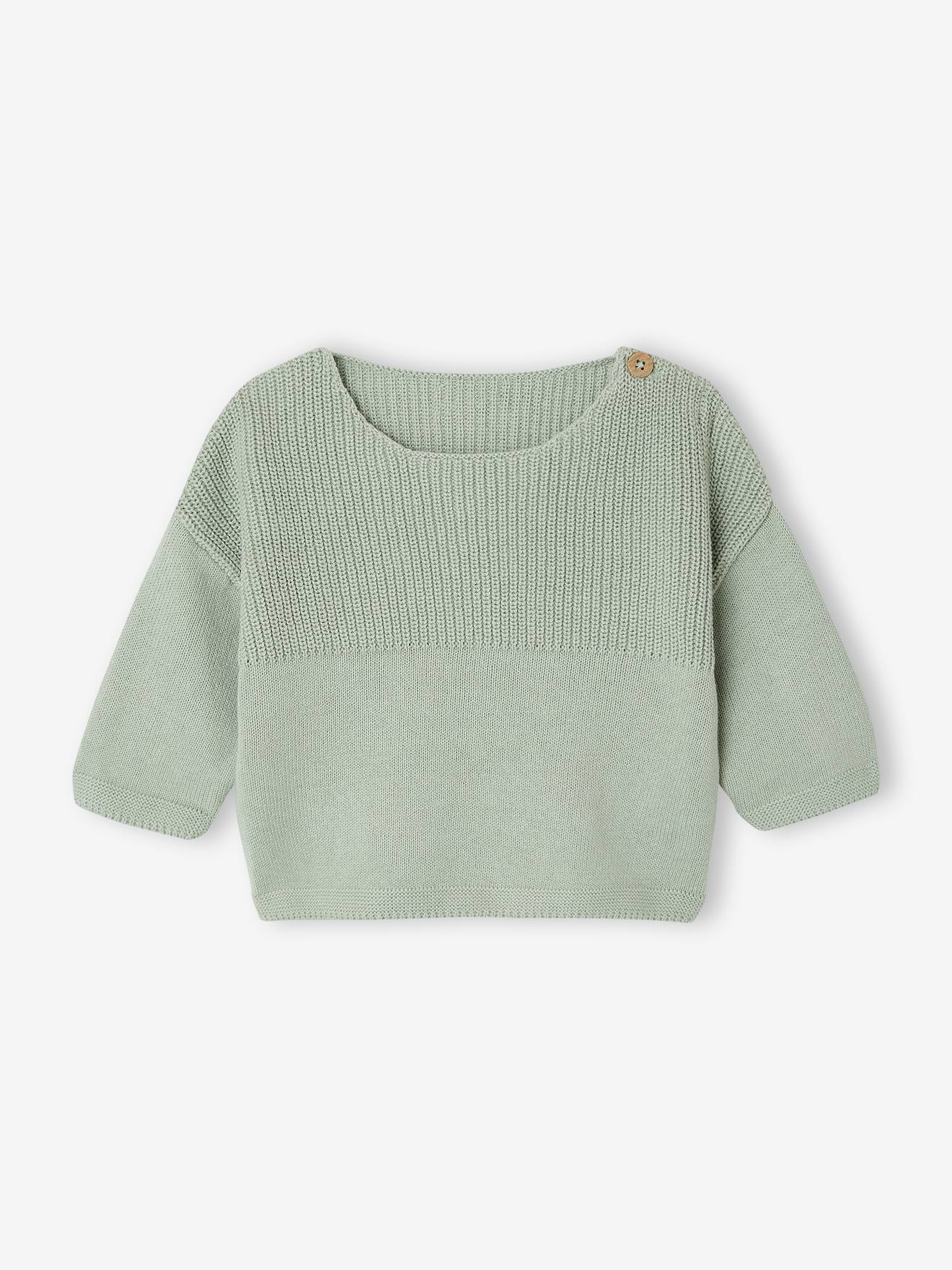 Ensemble bébé garçon tricot 3 pièces vert sauge (Vertbaudet) - Image 1