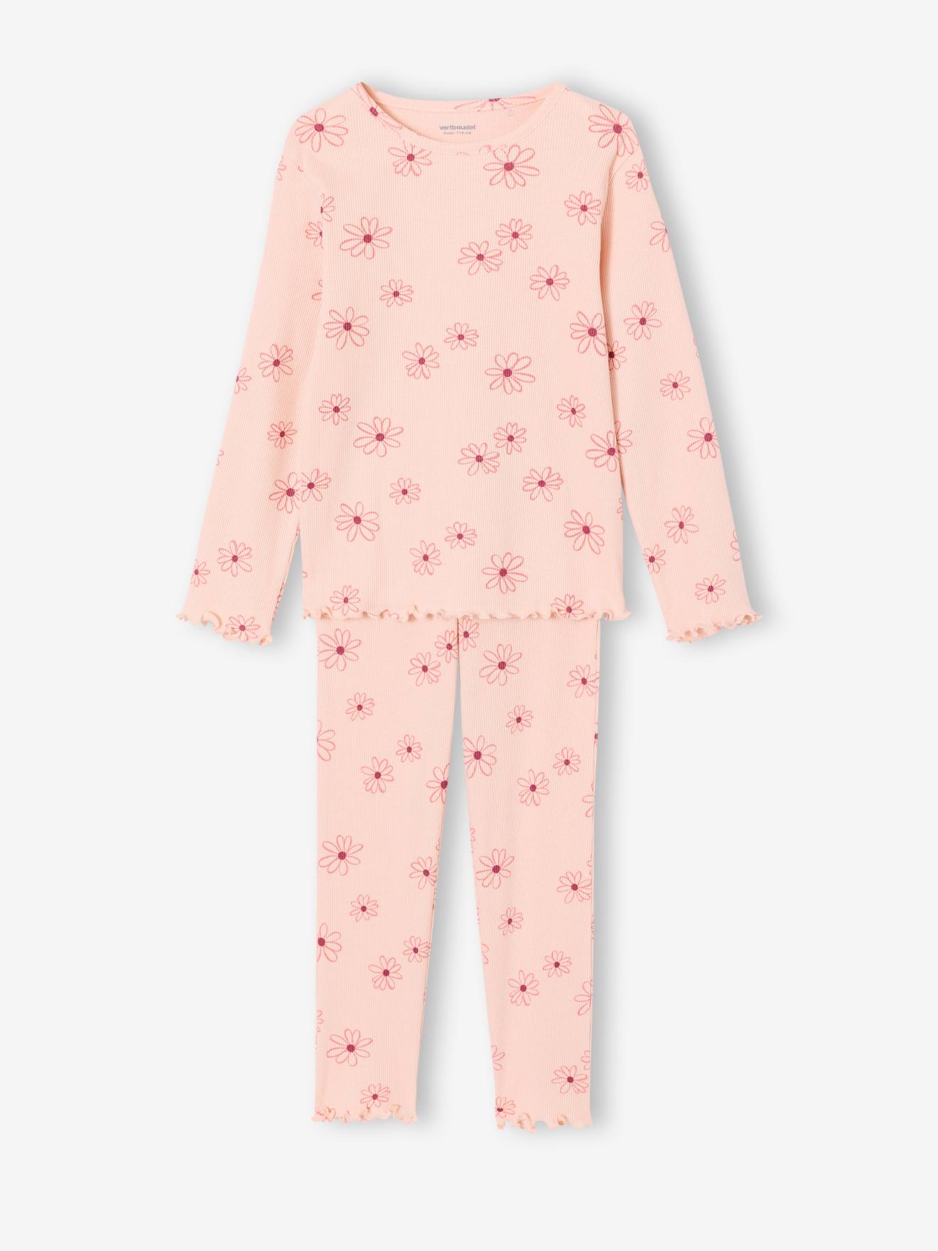 Pyjama fille à fleurs rose pâle
