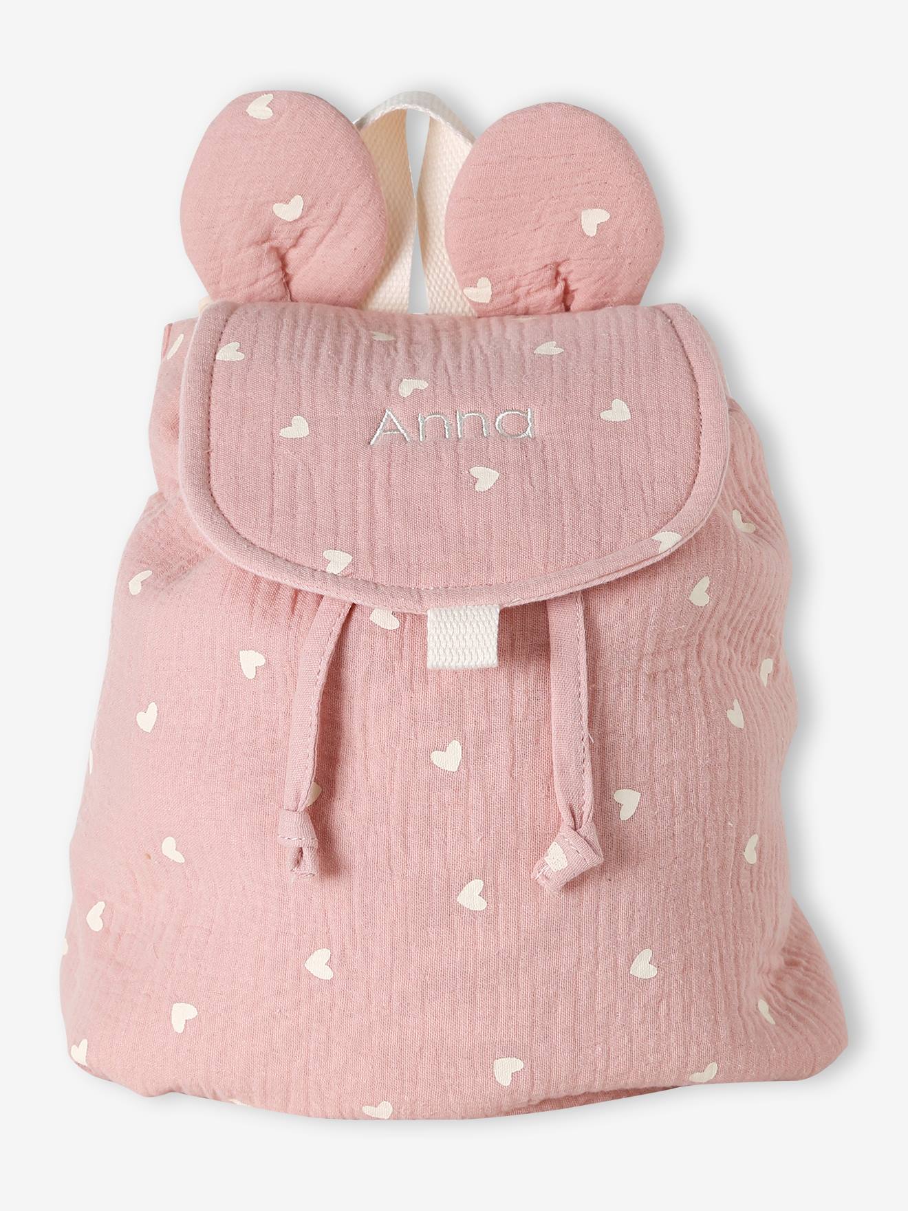 Sac à dos personnalisable en gaze de coton animation oreilles rose