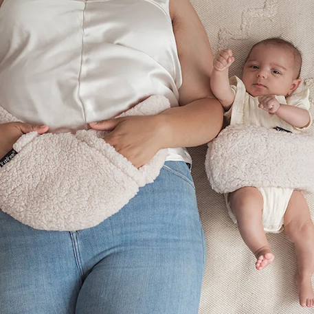 Kipkep - Duo Bouillotte Sèche Déhoussable Graines De Lin Maman Et Bébé - Teddy Sand Beige