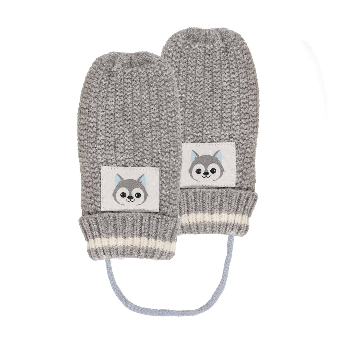 Gants Avec Patch Petit Loup Gris
