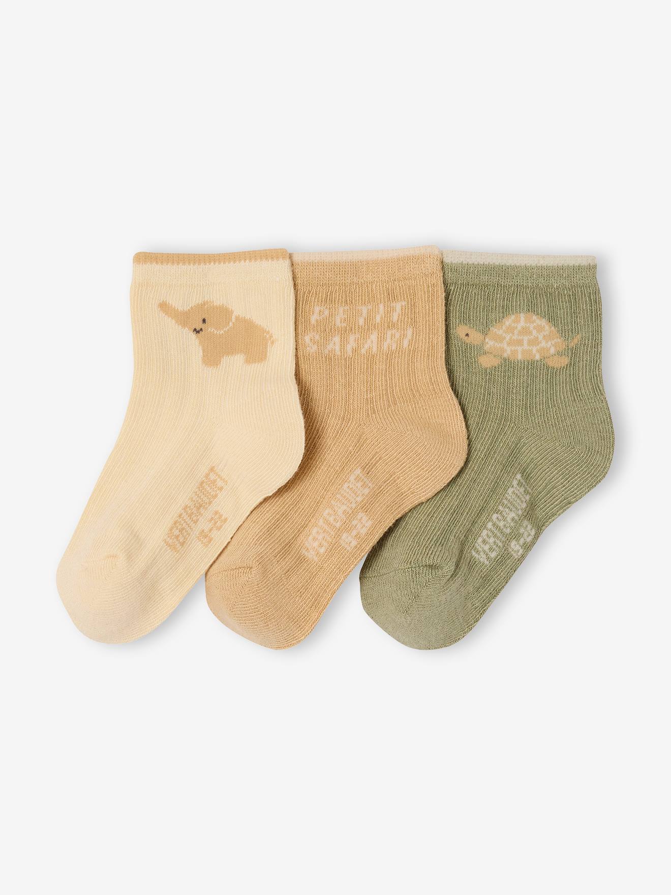 Lot de 3 paires de chaussettes bébé garçon olive