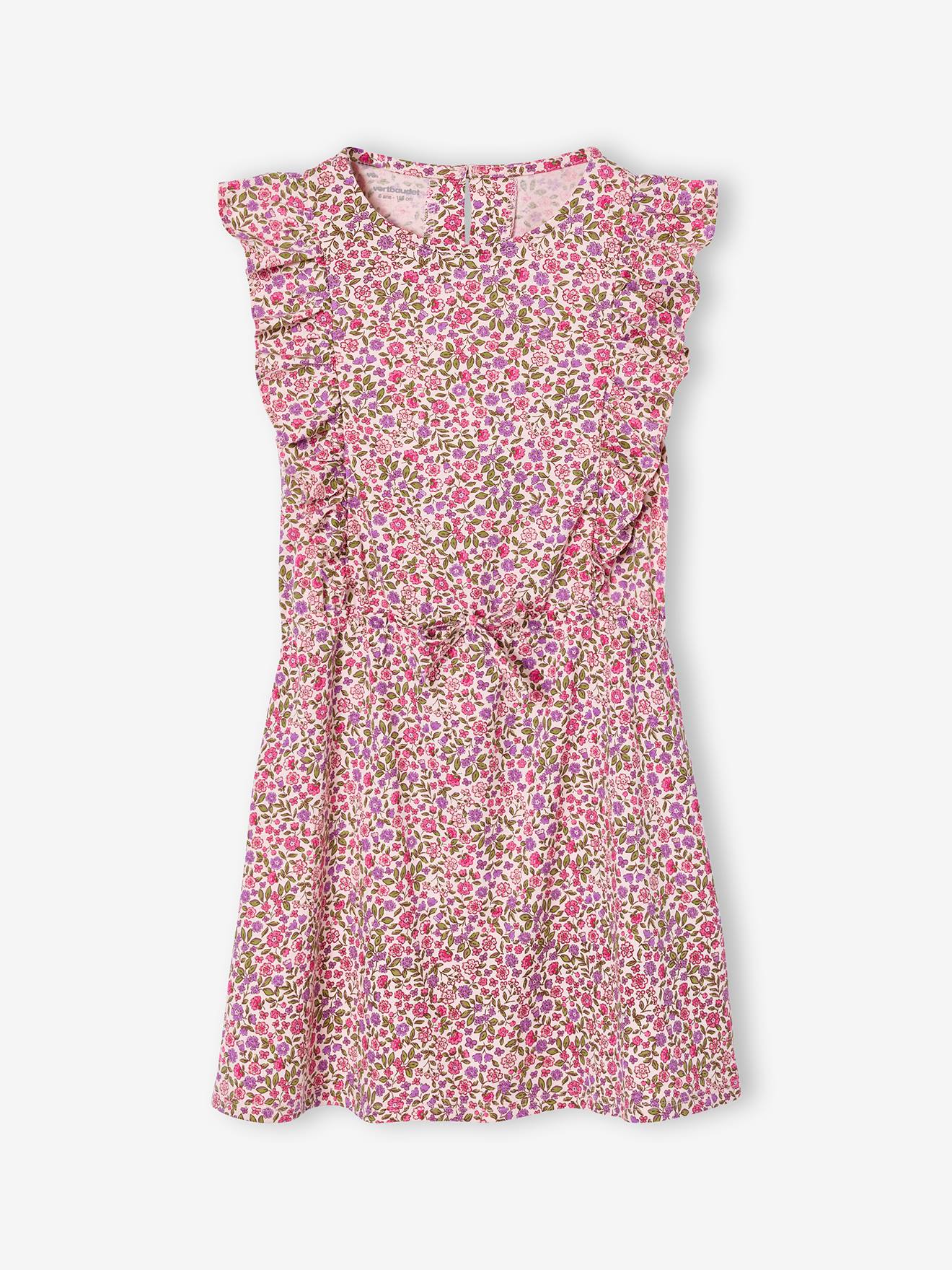 Robe fille imprime manches volantes rose ple 10 €
