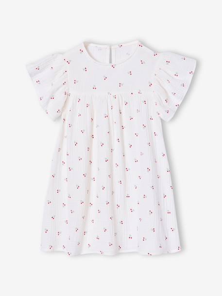 Fille-Robe-Robe fille en gaze de coton imprimée