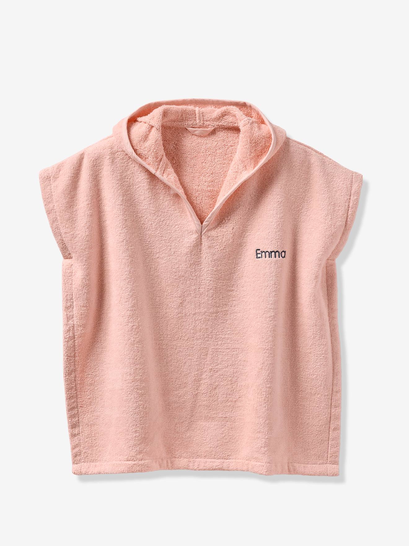 Poncho de bain bébé avec coton recyclé personnalisable Animal rose pâle