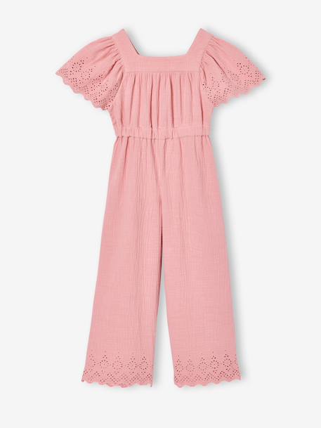 Fille-Combinaison fille en gaze de coton avec broderie