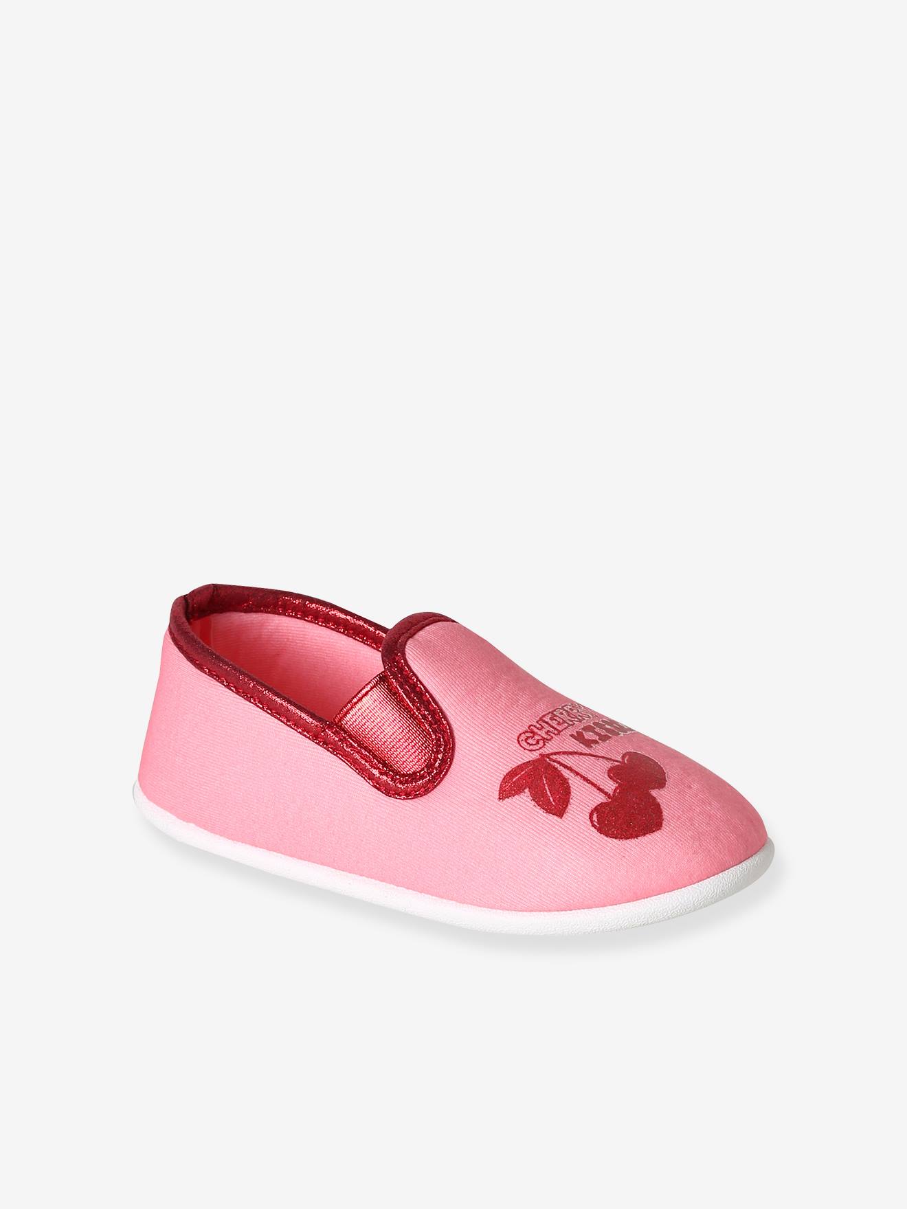 Chausson fille textile élastique rose