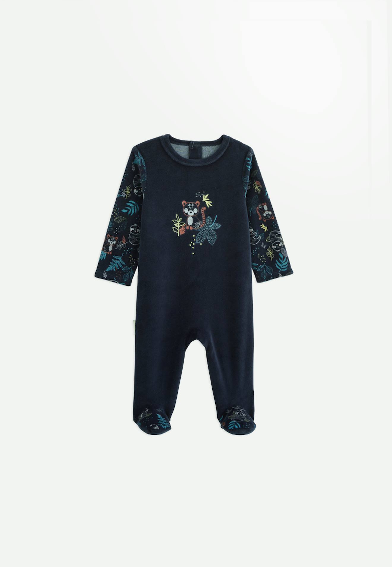 Pyjama Bébé En Velours Jungle Friends Bleu
