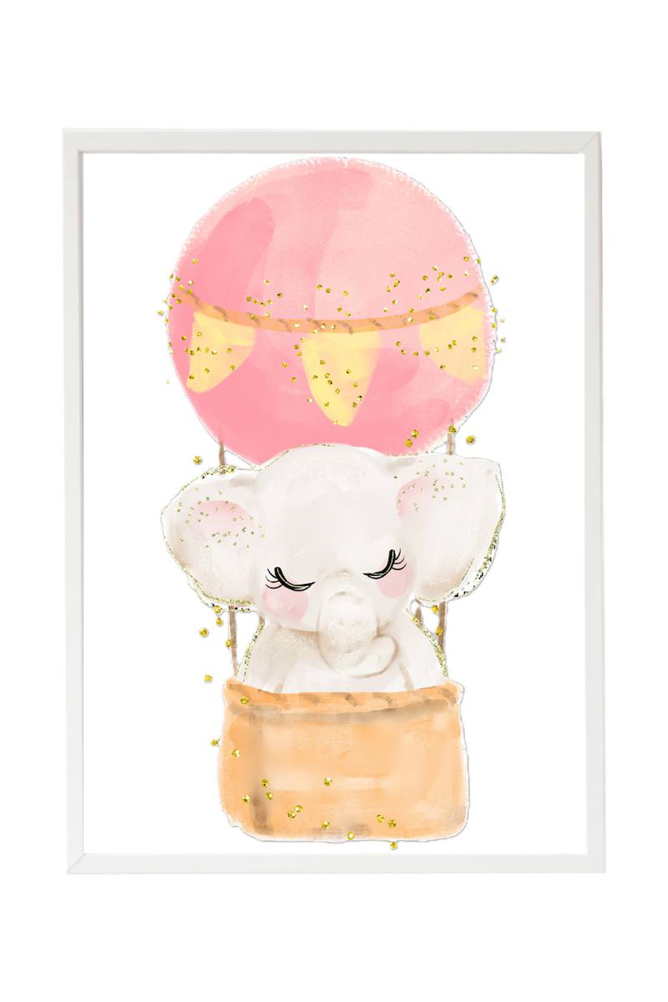 Cadre Mural Enfant Éléphant Ballon Multi Coloured