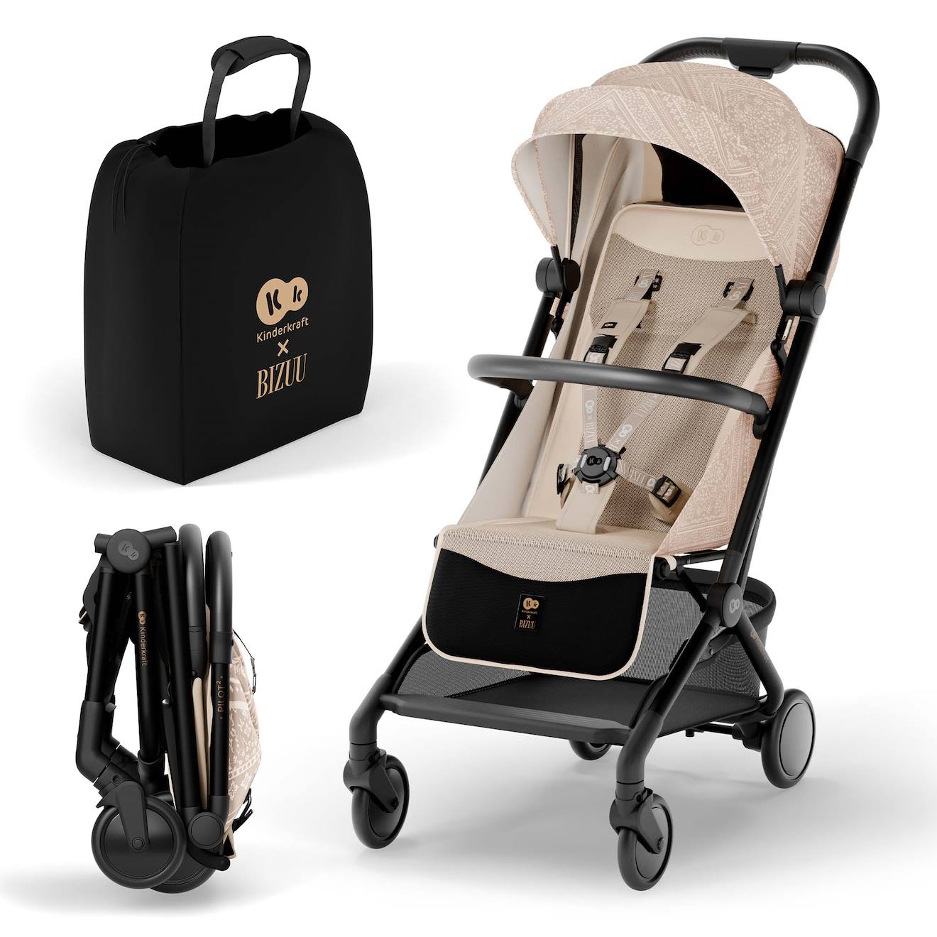 Poussette Compacte Et Facile À Plier Pour Voyages Et Déplacements Beige