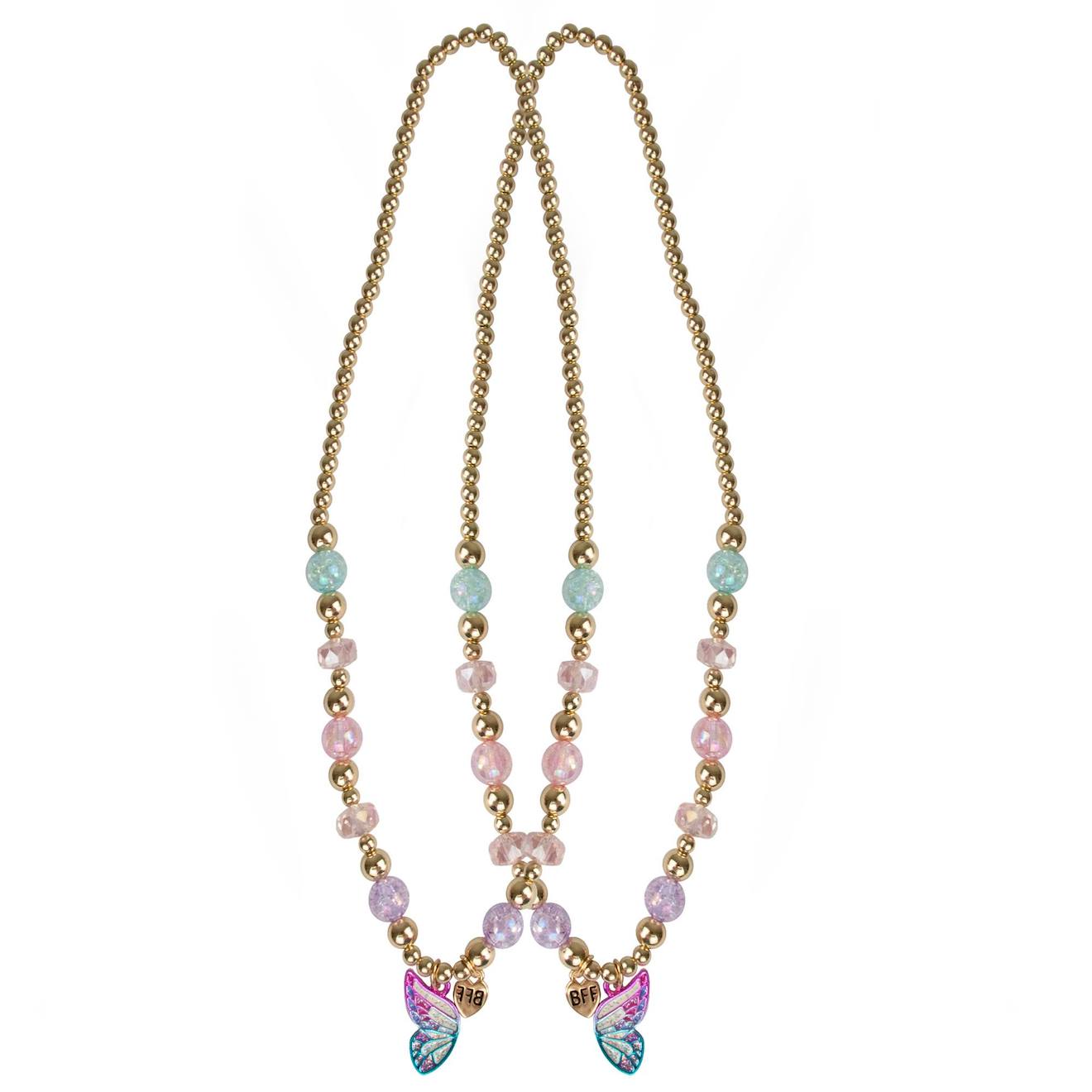 Collier D'amitié Vœux De Papillon Bff – Lot De 2 Pièces Rose
