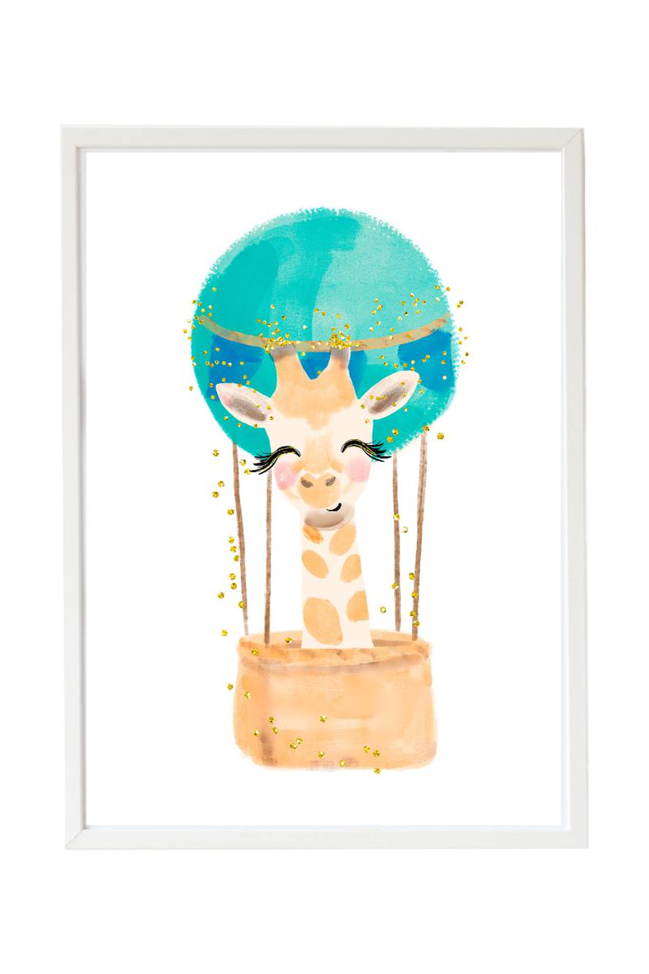 Cadre Mural Enfant Girafe Ballon Multi Coloured