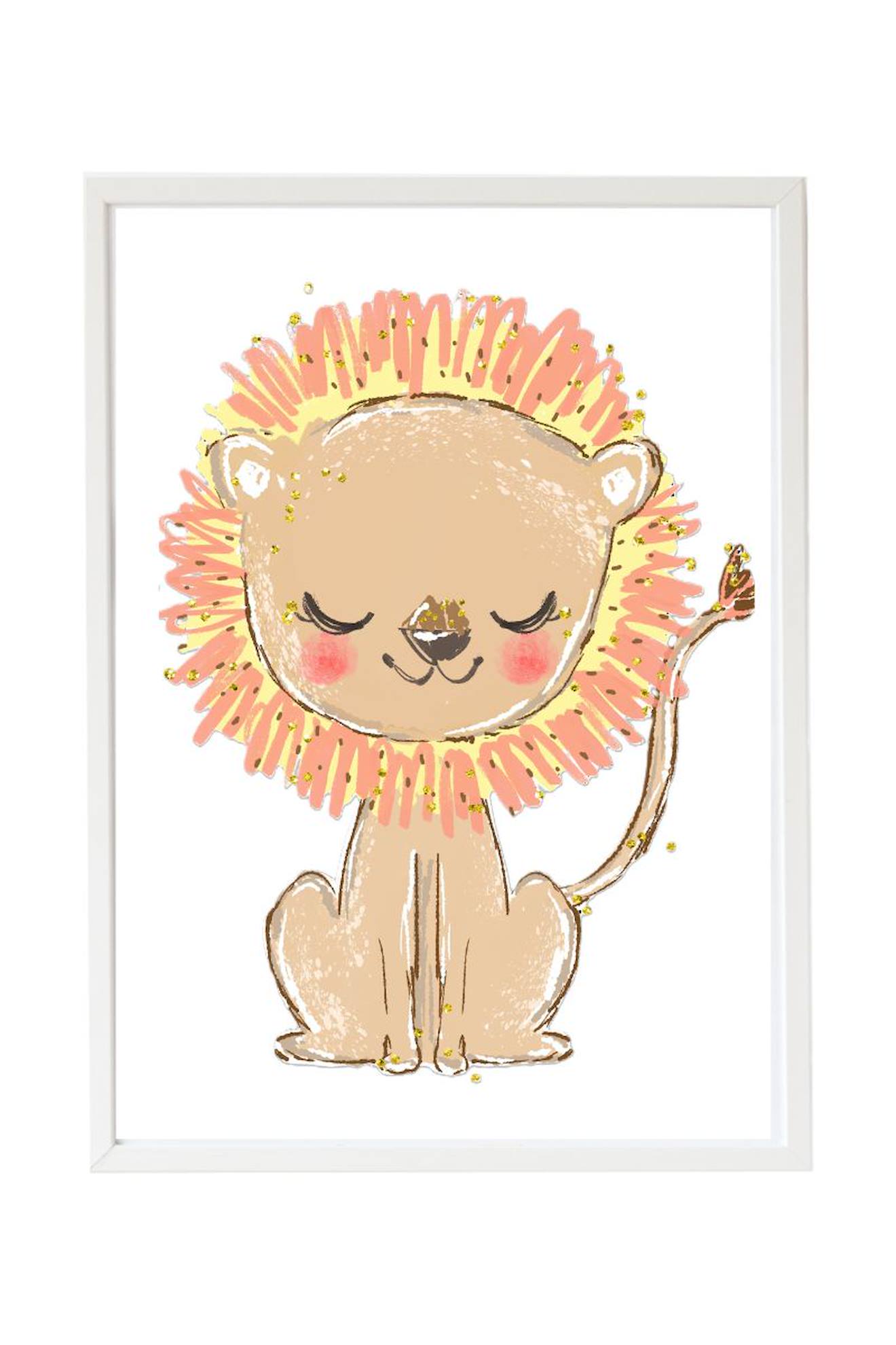 Cadre Mural Enfant Lion Multi Coloured