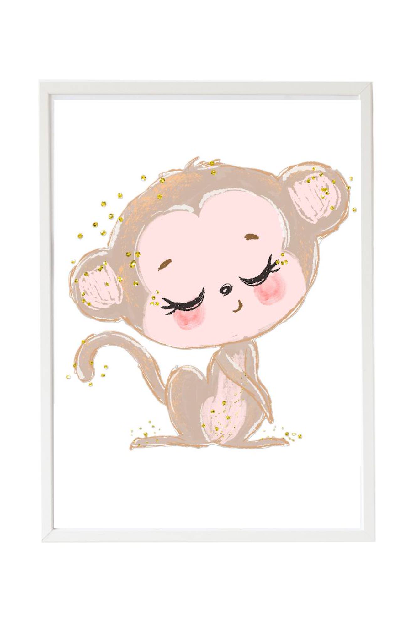 Cadre Mural Enfant Singe Multi Coloured