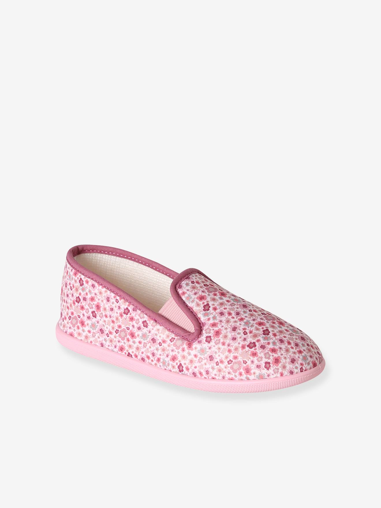 Chaussons charentaises fille fabriqués en France rose imprimé