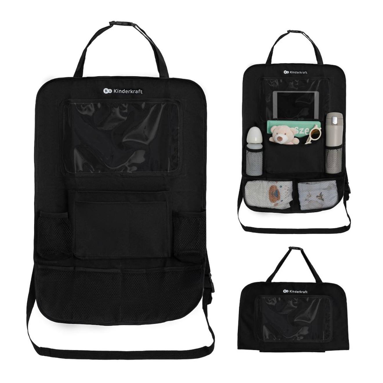 Organisateur De Voiture Kinderkraft Auto-organizer 2 En 1 Avec 8 Poches, Support Tablette Et Protection De Siège Noir (Kinderkraft) - Couverture