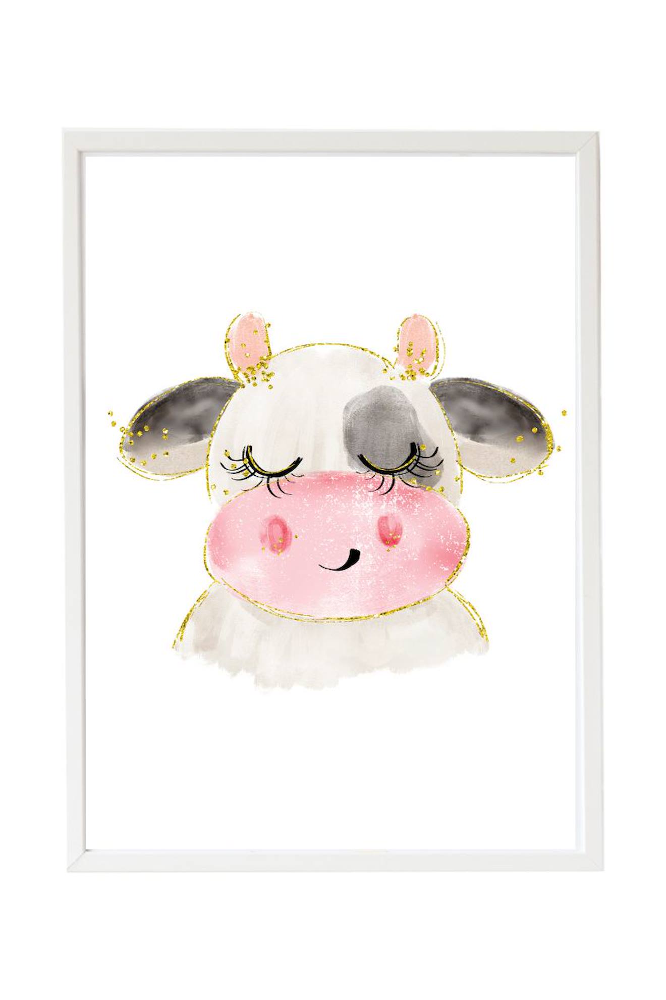 Cadre Mural Enfant Vache Multi Coloured