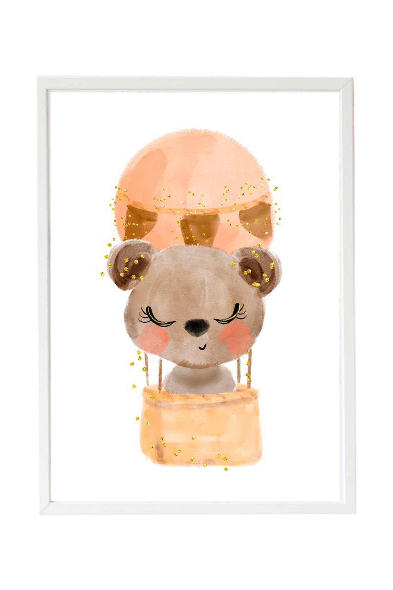 Cadre Mural Enfant Ours Ballon Multi Coloured