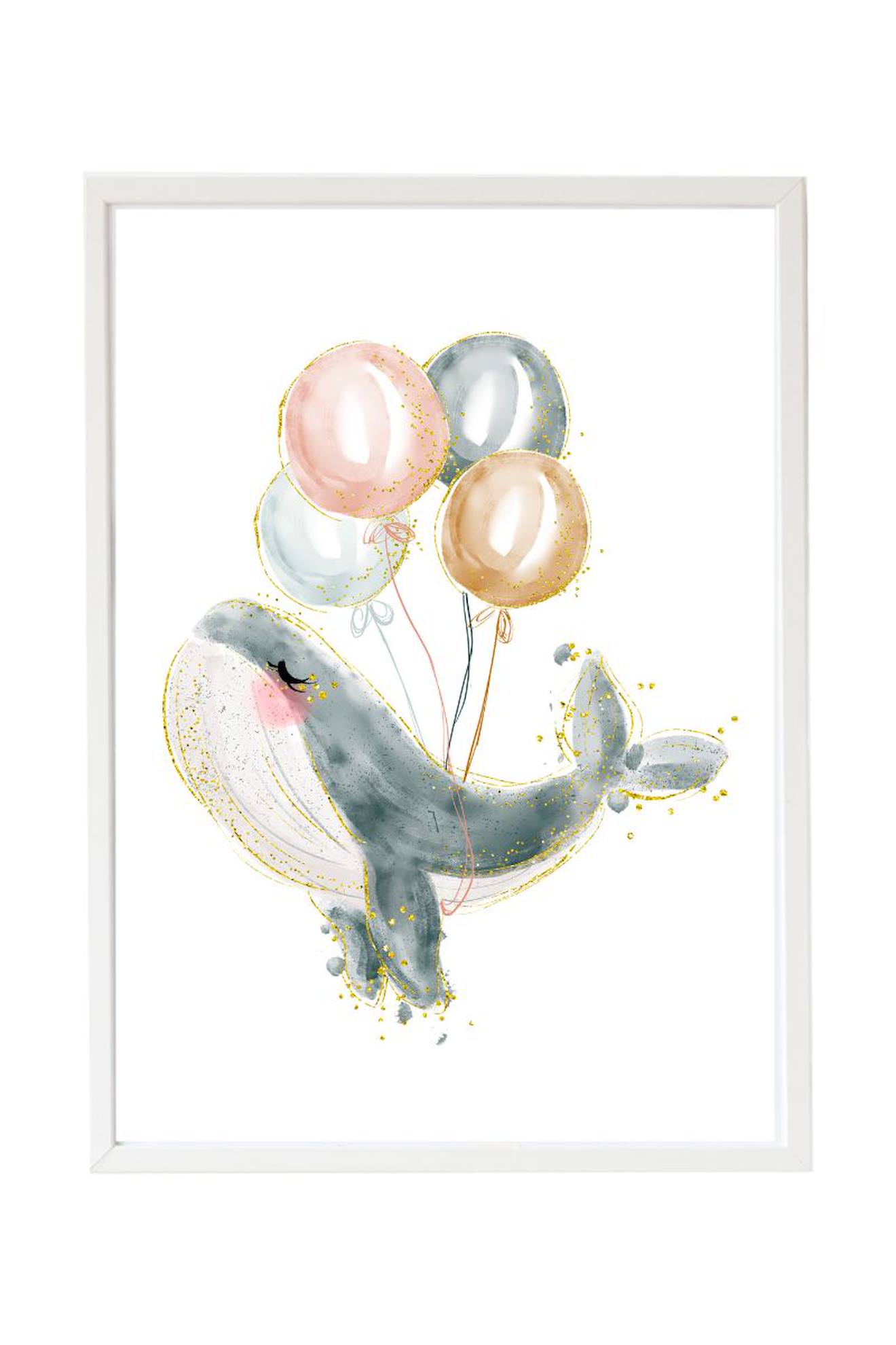Cadre Mural Enfant Baleine Ballon Multi Coloured