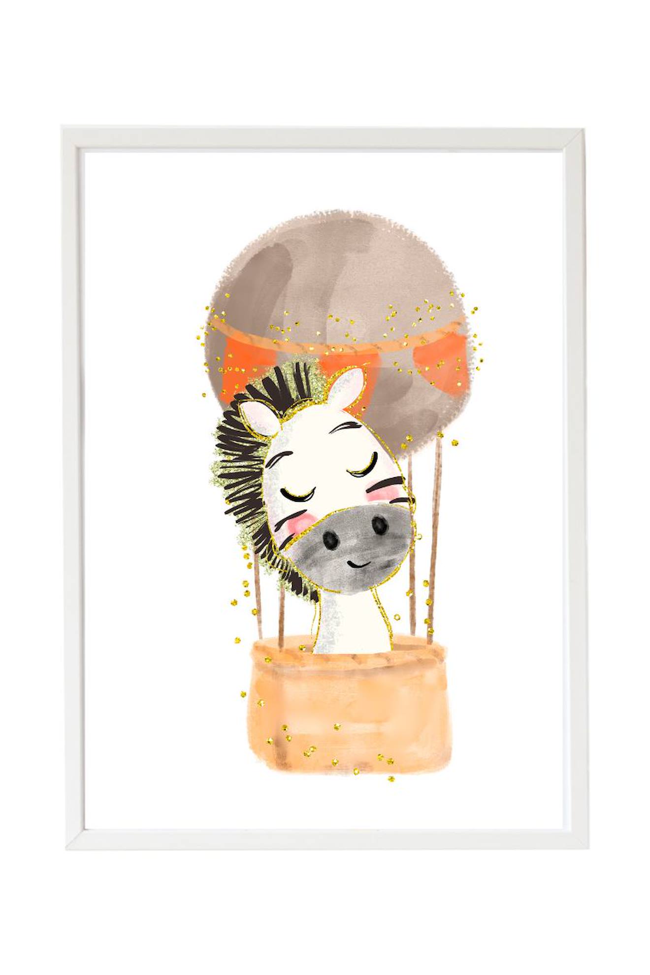 Cadre Mural Enfant Zèbre Ballon Multi Coloured