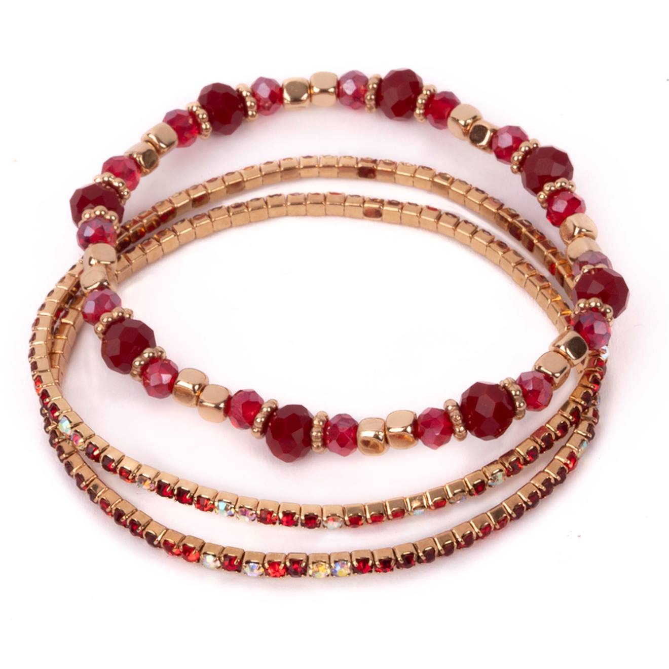 Set De 3 Bracelets Rubis Rouge Rouge