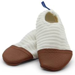 Chaussures-Chaussures fille 23-38-Chaussons les petits velours écru (pointures 21-23)