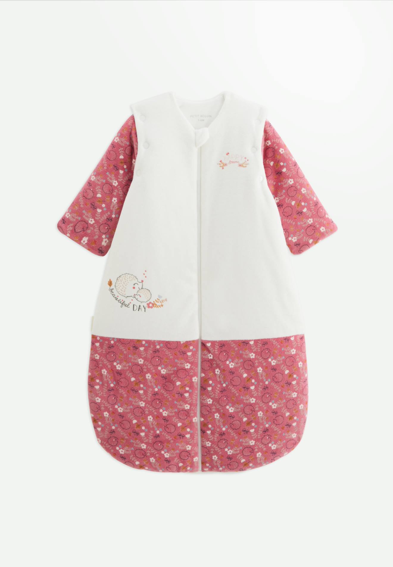 Gigoteuse d'hiver en velours avec manches amovibles happy days rose