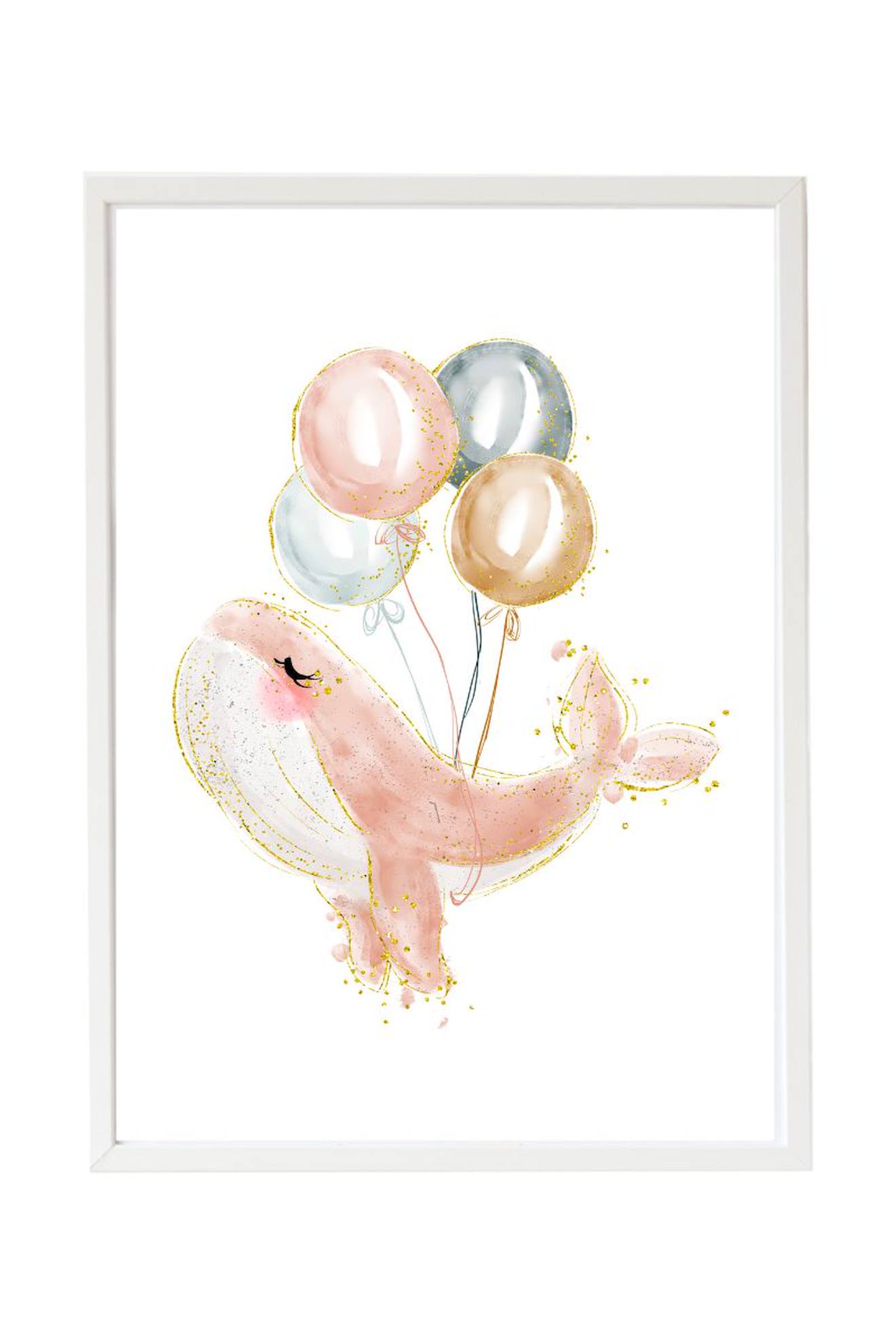 Cadre Mural Enfant Baleine Ballon Multi Coloured