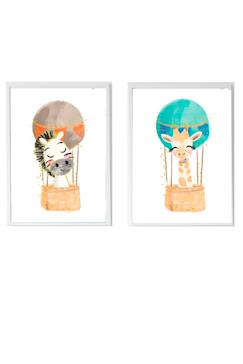 Lot 2 cadres muraux enfant zèbre + girafe  - vertbaudet enfant