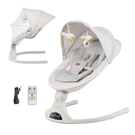 Kinderkraft - Transat Électrique Kinderkraft Tulsy Avec 5 Vitesses De Balancement, Bluetooth, Télécommande Et Dossier Réglable Beige