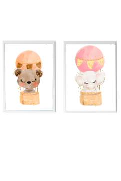 Lot 2 cadres muraux enfant ours + éléphant  - vertbaudet enfant