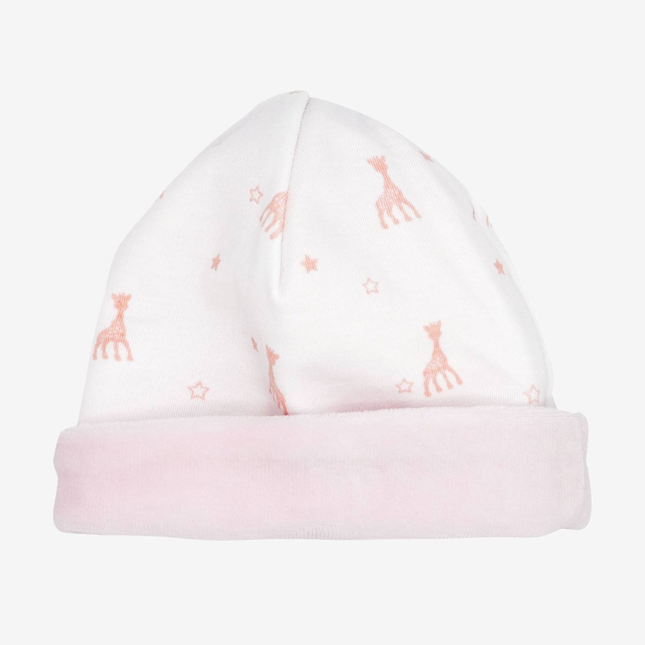 Bonnet De Naissance Sophie La Girafe® Blanc Et Rose