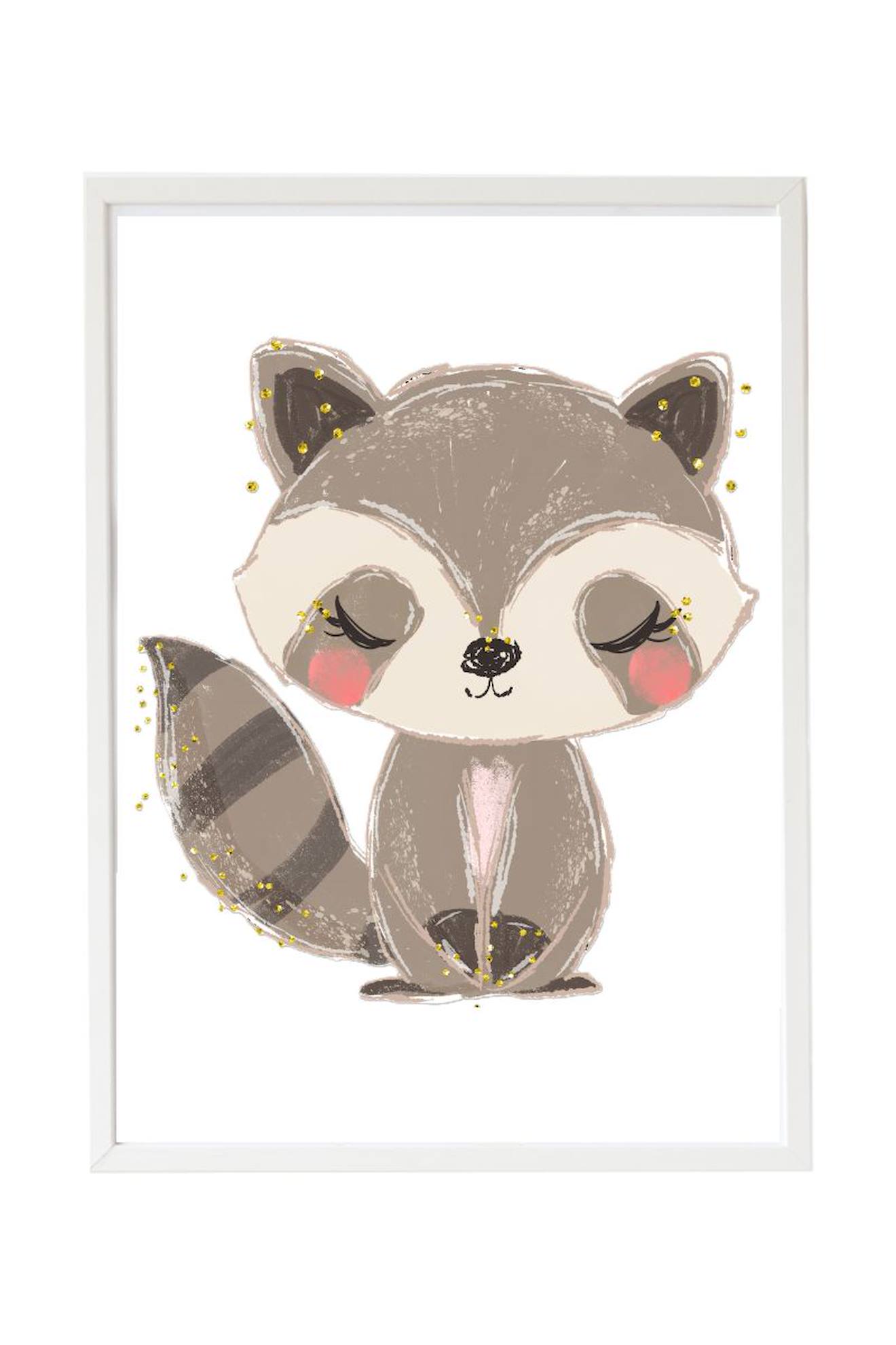 Cadre Mural Enfant Raton Laveur Multi Coloured