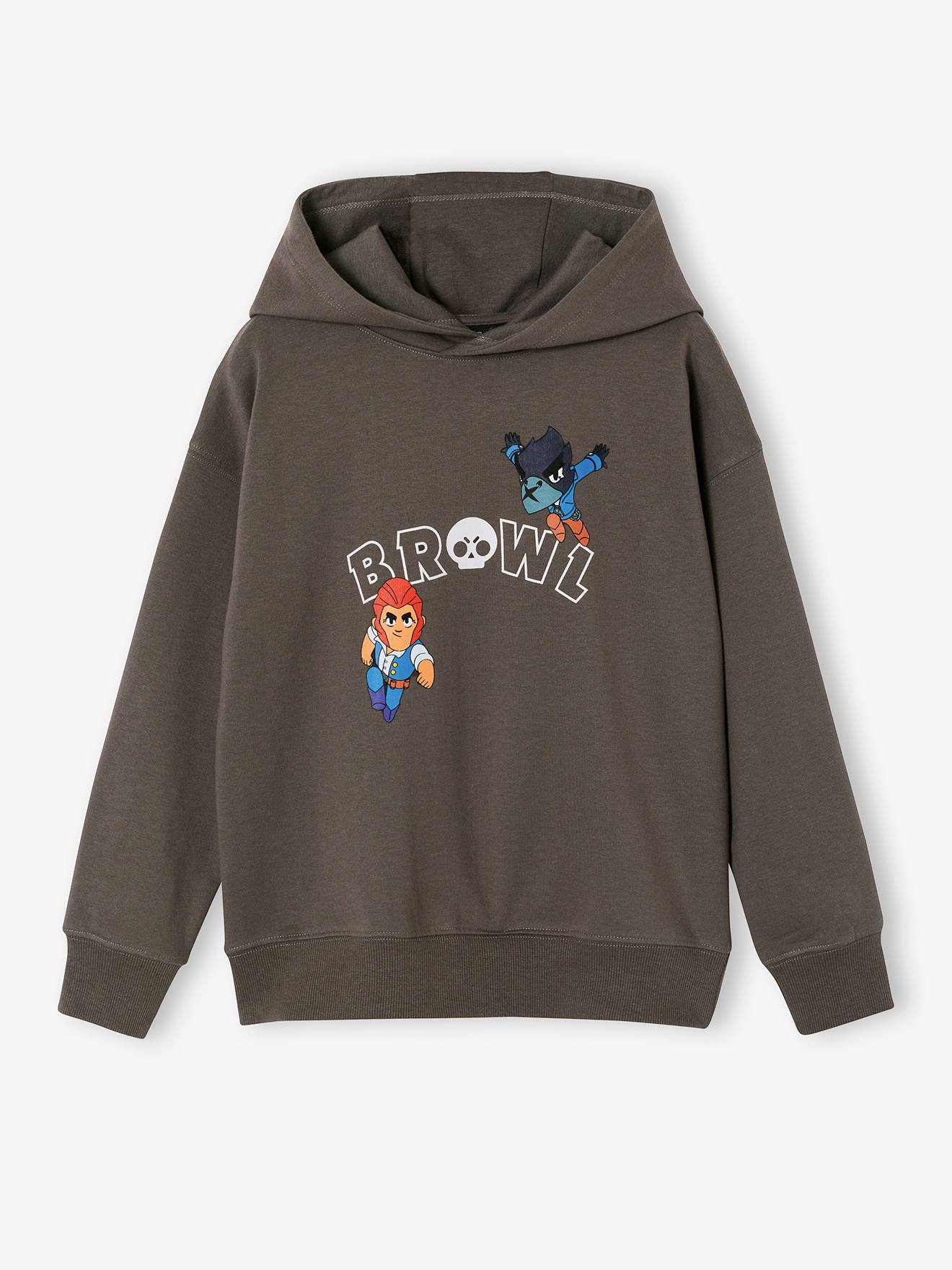 Sweat à capuche garçon Brawl Stars gris souris