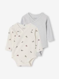 Lot 2 bodies bébé manches longues en coton bio  - vertbaudet enfant