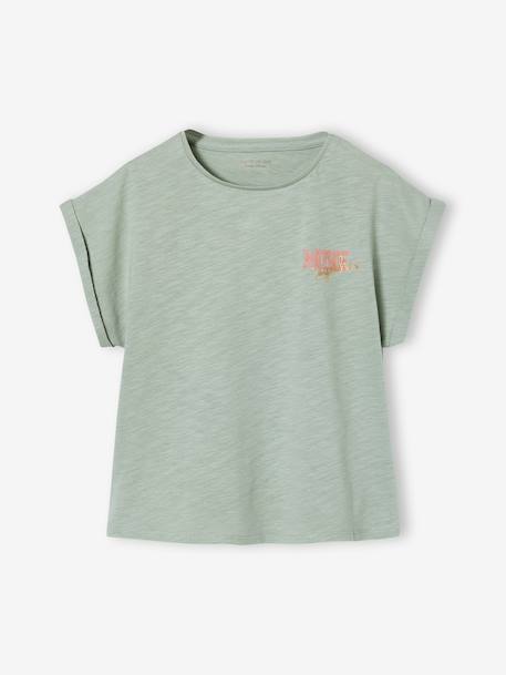 Haut Boutonné F&F Fille 8-9 Ans – Vert Géométrique, Sans Manches, Col Scoop, Basique