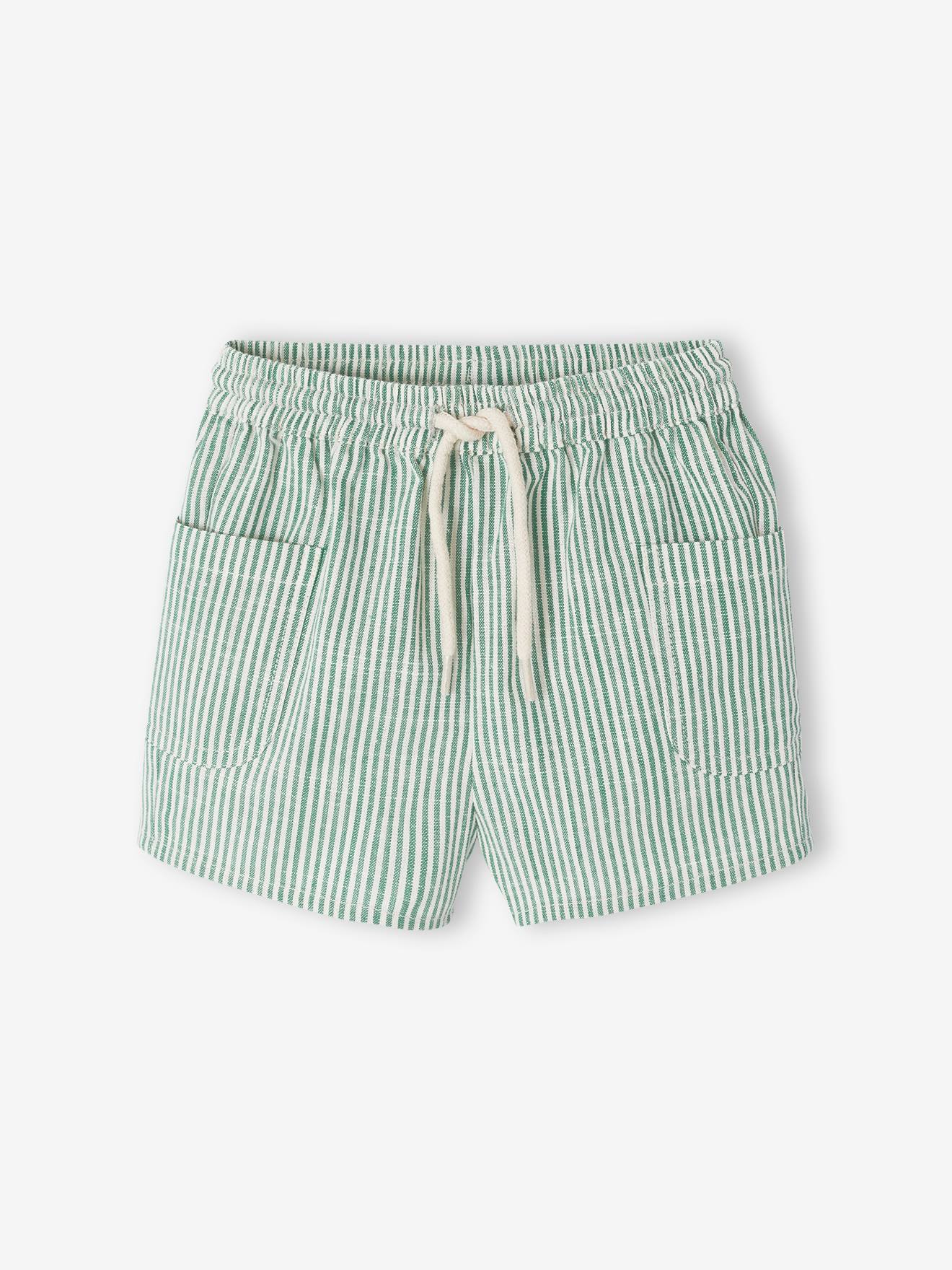 Short bébé garçon rayé rayé vert