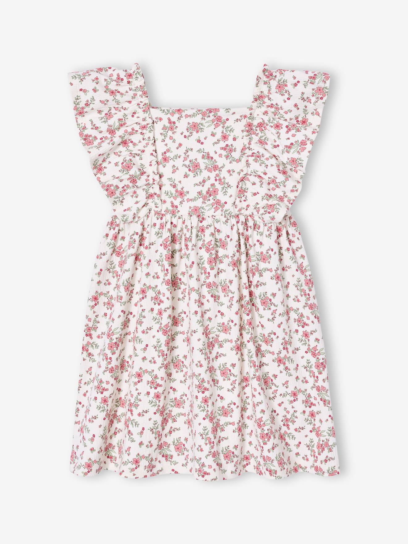 Robe fille manches papillon écru