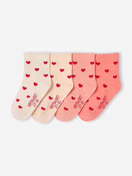 Fille-Lot 4 chaussettes fille cœur 